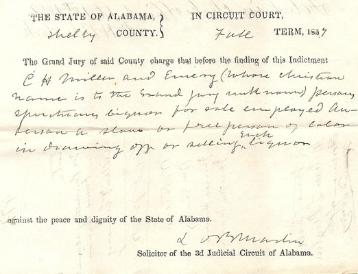 State vs Miller Regarding Sale of Liquor to a Slave 37A Packet 10